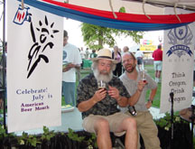 Alan Moen, left, and Jim Parker, right, toast to American Beer Month, photo by Lucy Saunders